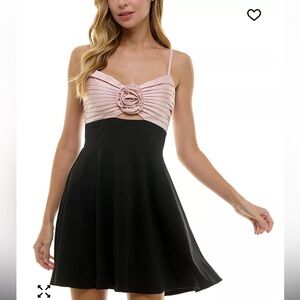 Rosette Ruched Bandeau Bodice Dress Coquette/ fit and flare/ Size 9/10